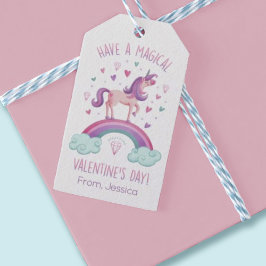 Cute Rainbow Unicorn Valentine's Day Gift Tag ギフトタグ