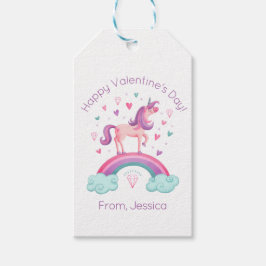 Cute Rainbow Unicorn Valentine's Day Gift Tag ギフトタグ
