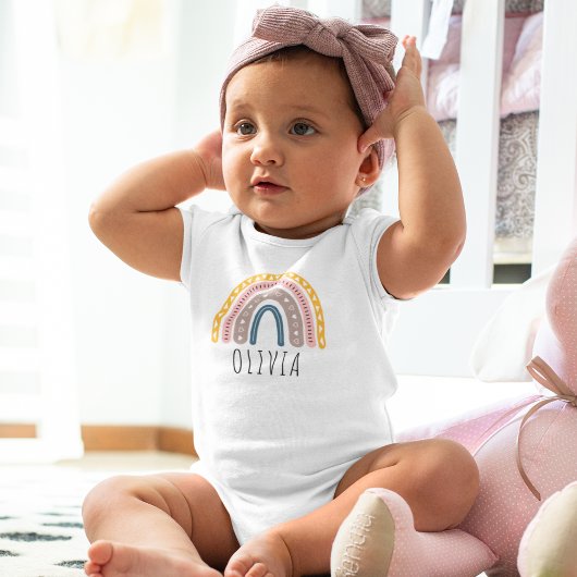 Cute Rainbow With Boho Style - Gift for Baby's ベビーボディスーツ