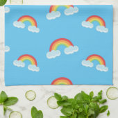 Cute Rainbow with Clouds Pattern キッチンタオル (折り畳み)