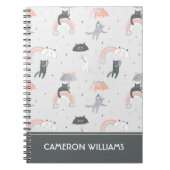 Cute Raining Cats Pattern ノートブック (正面)