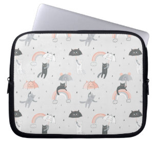 Cute Raining Cats Pattern ラップトップスリーブ
