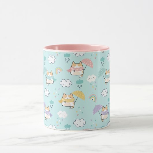 Cute Rainy Day Pattern Coffee Mug マグカップ (中央)