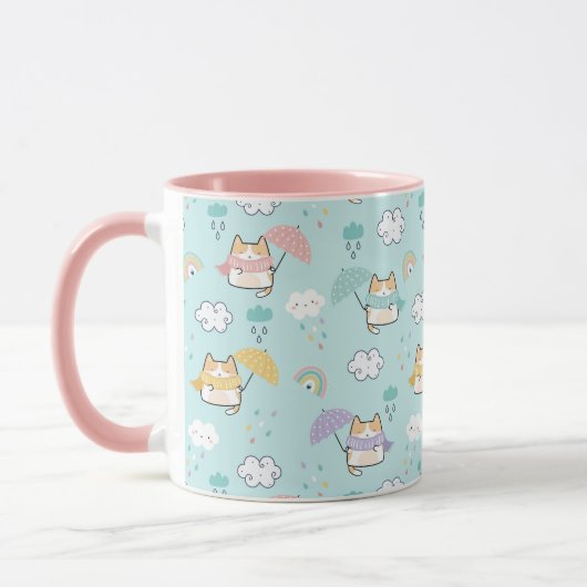 Cute Rainy Day Pattern Coffee Mug マグカップ (左)