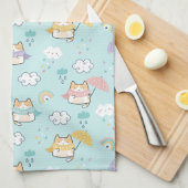 Cute Rainy Day Pattern Kitchen Towel キッチンタオル (四つ折り)
