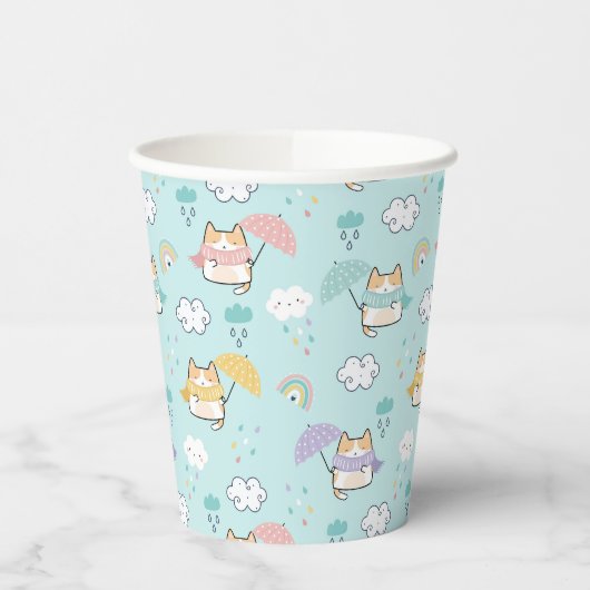 Cute Rainy Day Pattern Paper Cups 紙コップ (左)