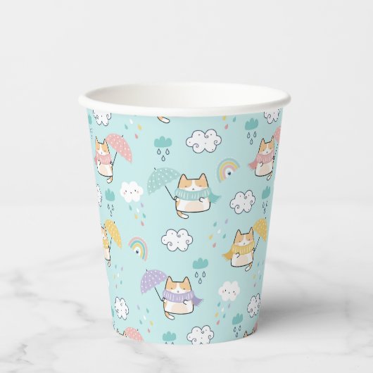 Cute Rainy Day Pattern Paper Cups 紙コップ (正面)