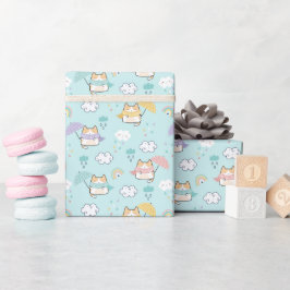 Cute Rainy Day Pattern Wrapping Paper Roll ラッピングペーパー