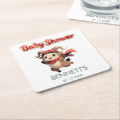 Cute Ram Winter Baby Shower Coaster スクエアペーパーコースター (アングル)