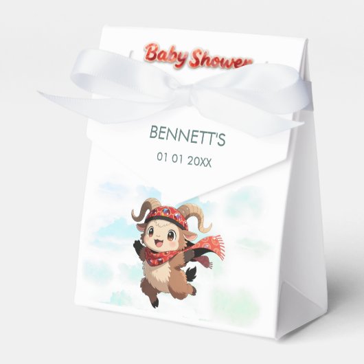 Cute Ram Winter Baby Shower Favor Box フェイバーボックス (正面サイド)