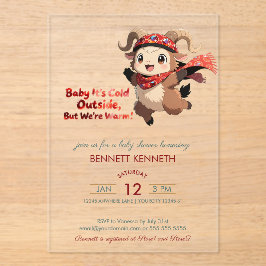 Cute Ram Winter Baby Shower Invitation アクリル招待状