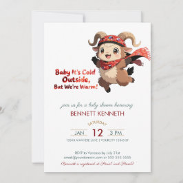 Cute Ram Winter Baby Shower Invitation 招待状