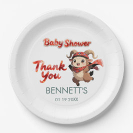 Cute Ram Winter Baby Shower Paper Plate ペーパープレート