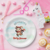 Cute Ram Winter Baby Shower Paper Plate ペーパープレート (パーティー)