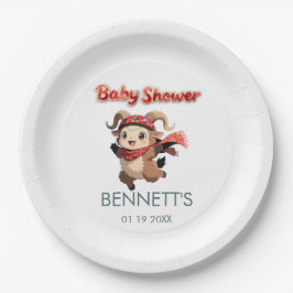 Cute Ram Winter Baby Shower Paper Plate ペーパープレート