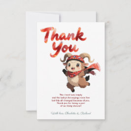 Cute Ram Winter Baby Shower Thank You サンキューカード