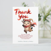 Cute Ram Winter Baby Shower Thank You サンキューカード (スタンド正面)