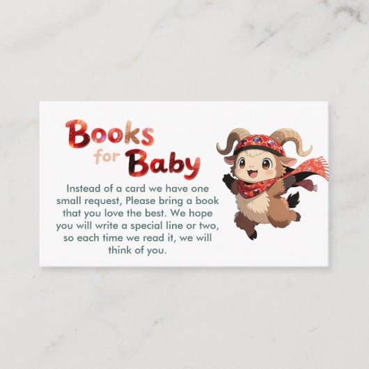 Cute Ram Winter Books for Baby Card エンクロージャーカード (正面)