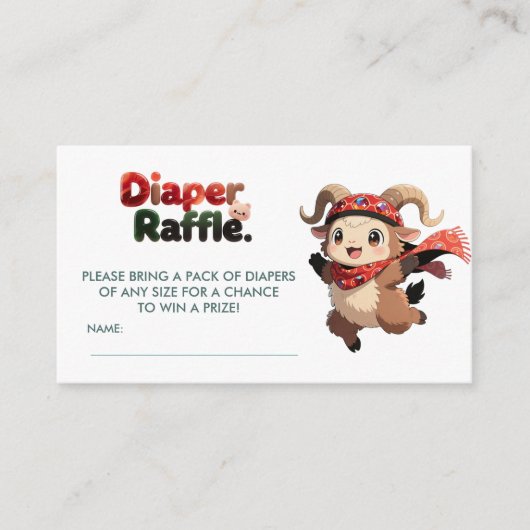 Cute Ram Winter Diaper Raffle Card エンクロージャーカード (正面)