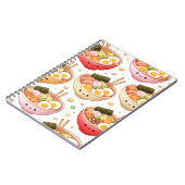 Cute Ramen Bowls - Kawaii Smiling Noodles Notebook ノートブック (左側)