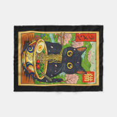 Cute Ramen Cat Nature Flowers Noodle Anime  フリースブランケット (正面(横))