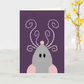 Cute Rat or Mouse Greeting Card カード (黄色い花)