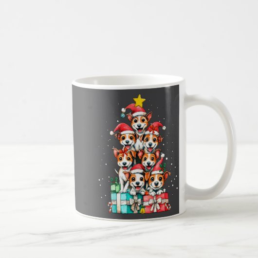 Cute Rat Terrier Le Dog Christmas Tree Xmas  コーヒーマグカップ (右)