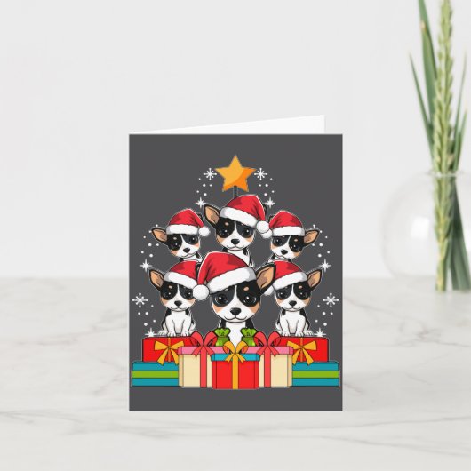 Cute Rat Terrier Le Dog Christmas Tree Xmas Hat Lo カード (正面)
