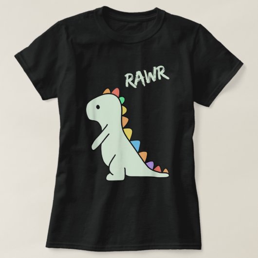 Cute Rawr Dinosaur Cartoon Kids Design Tシャツ (デザイン正面)