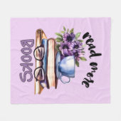 Cute read books word art  フリースブランケット (正面(横))
