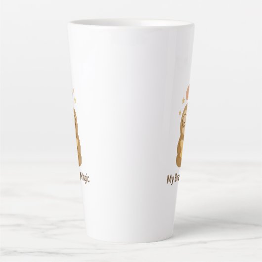 Cute Reading Bear — My Brain Is Magic Motivational カフェラテマグ (正面)