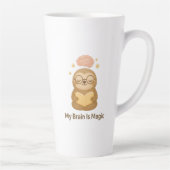 Cute Reading Bear — My Brain Is Magic Motivational カフェラテマグ (右)