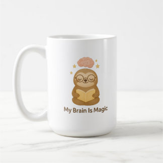 Cute Reading Bear — My Brain Is Magic Motivational コーヒーマグカップ