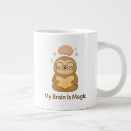 Cute Reading Bear — My Brain Is Magic Motivational ジャンボコーヒーマグカップ