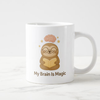 Cute Reading Bear — My Brain Is Magic Motivational ジャンボコーヒーマグカップ