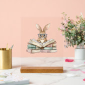 Cute Reading Bunny Glasses Books Bookworm Reader T アクリルサイン (ウェディング)