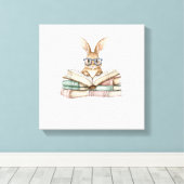 Cute Reading Bunny Glasses Books Bookworm Reader T キャンバスプリント (インサイチュ (ウッドフロア))