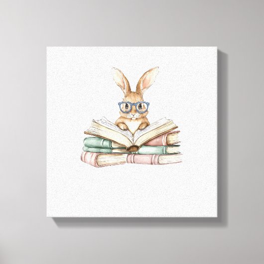 Cute Reading Bunny Glasses Books Bookworm Reader T キャンバスプリント (正面)
