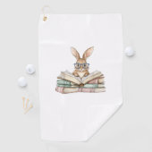 Cute Reading Bunny Glasses Books Bookworm Reader T ゴルフタオル (インサイチュ)