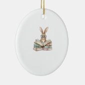 Cute Reading Bunny Glasses Books Bookworm Reader T セラミックオーナメント (右)
