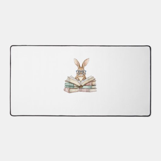 Cute Reading Bunny Glasses Books Bookworm Reader T デスクマット (正面)