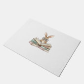 Cute Reading Bunny Glasses Books Bookworm Reader T ドアマット (アングル)