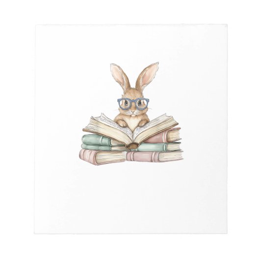 Cute Reading Bunny Glasses Books Bookworm Reader T ノートパッド (正面)