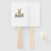 Cute Reading Bunny Glasses Books Bookworm Reader T ハンドファン (正面&裏面)