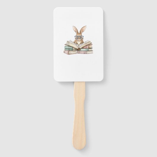 Cute Reading Bunny Glasses Books Bookworm Reader T ハンドファン (正面)