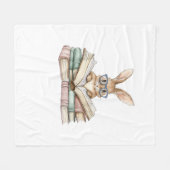 Cute Reading Bunny Glasses Books Bookworm Reader T フリースブランケット (正面(横))