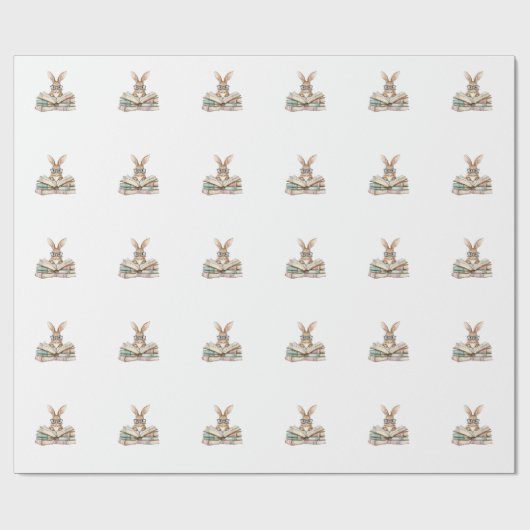 Cute Reading Bunny Glasses Books Bookworm Reader T ラッピングペーパー (フラット)
