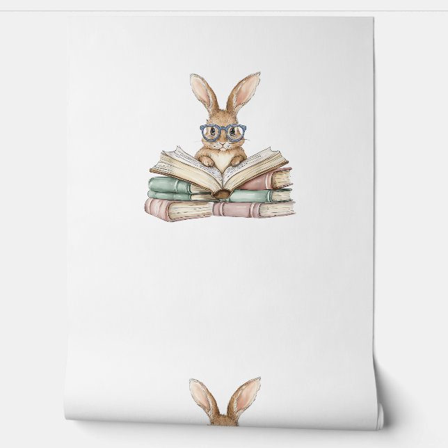 Cute Reading Bunny Glasses Books Bookworm Reader T 壁紙 (ほどく)