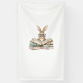 Cute Reading Bunny Glasses Books Bookworm Reader T 横断幕 (縦)