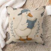 Cute Reading Duck Book Lover Whimsical Nursery  クッション (ブランケット)